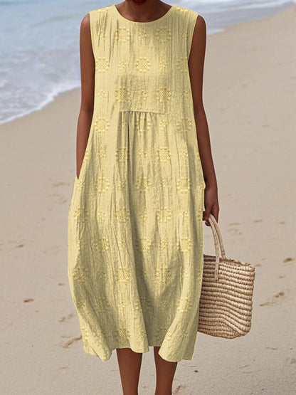 Lilith | Women’s Embroidered Sleeveless Midi Dress