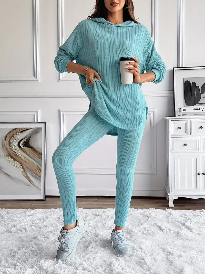 Xavine | Women’s Ribbed Knit Two-Piece Lounge Set