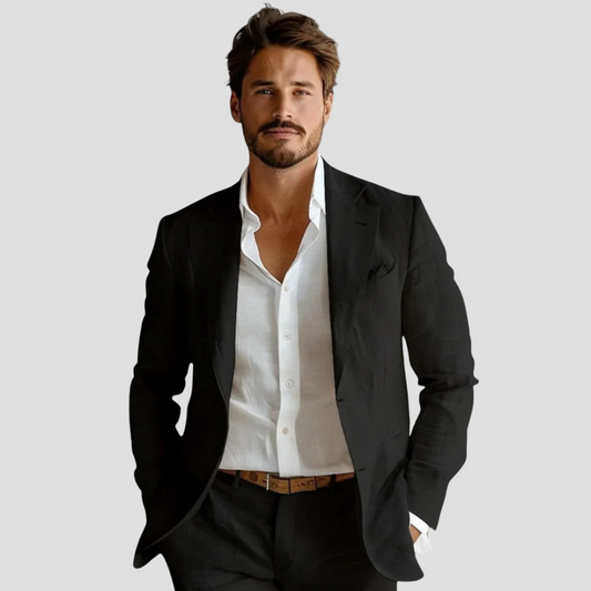 Cavendro | Tailored Cotton Blend Blazer Jacket