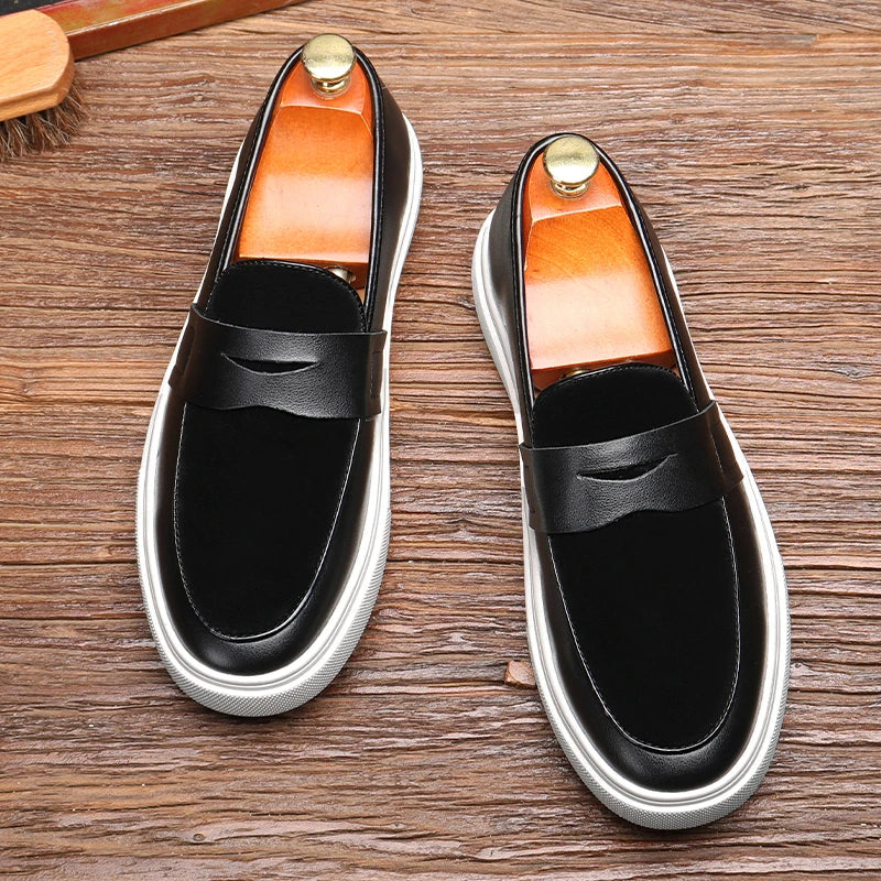 Zarven | Men’s Minimalist Leather & Suede Loafers