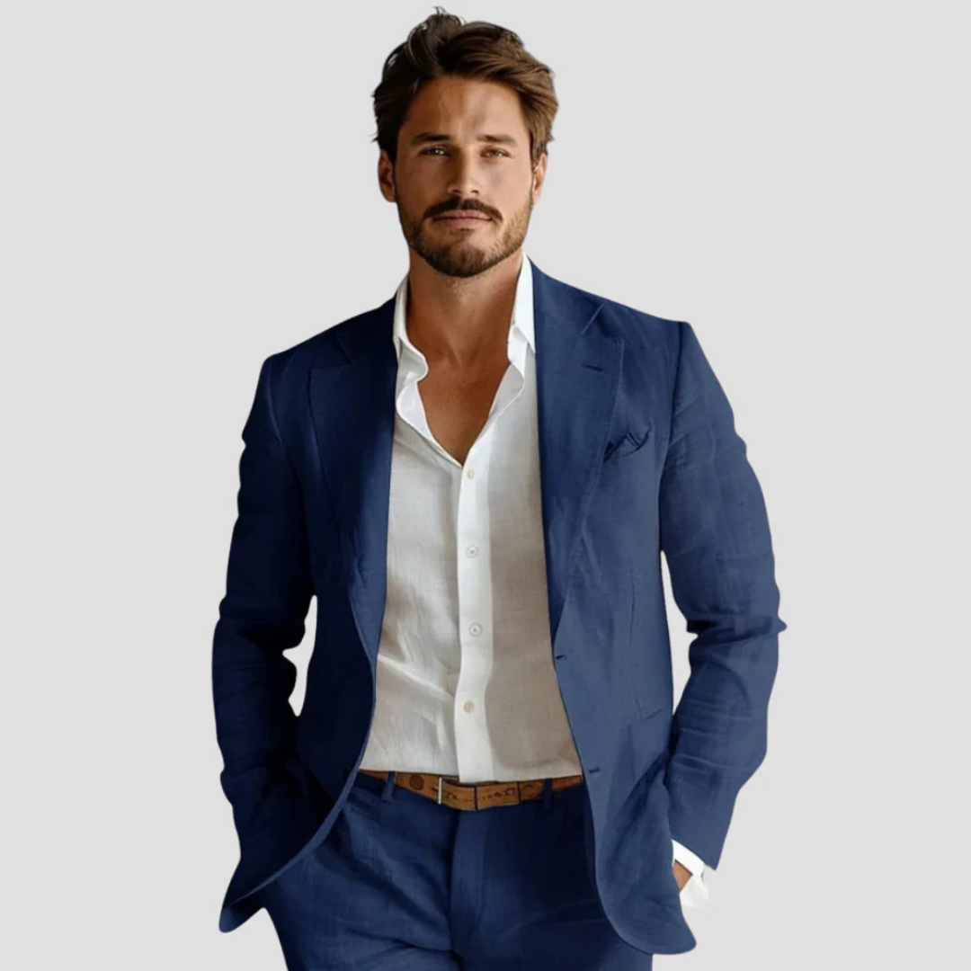 Cavendro | Tailored Cotton Blend Blazer Jacket