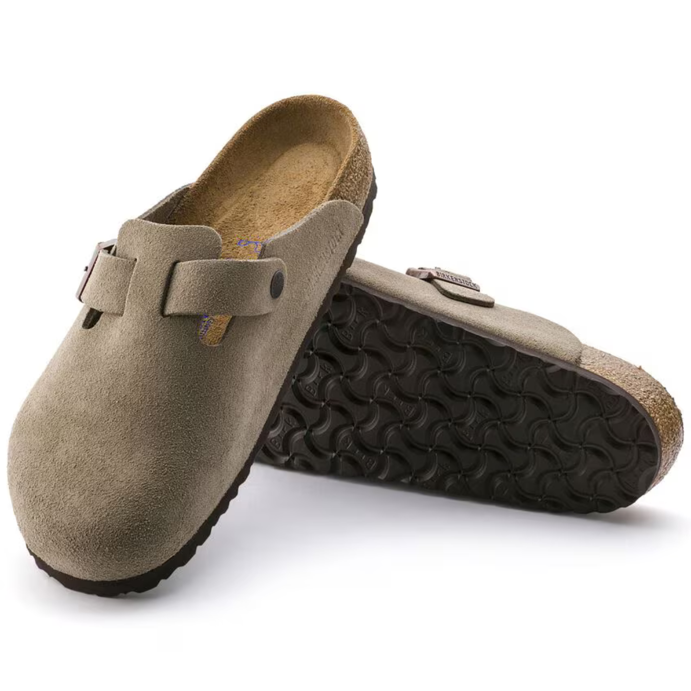 Birkenstock Boston Taupe Suede Clogs – Soft Footbed Leather Comfort Clogs