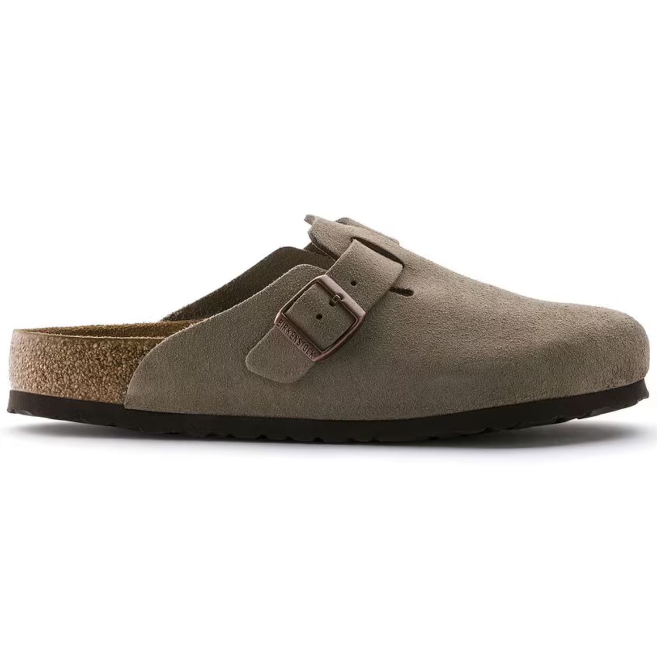 Birkenstock Boston Taupe Suede Clogs – Soft Footbed Leather Comfort Clogs