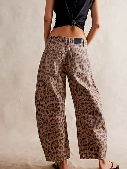 Lucille | Women’s Leopard Print Barrel Jeans