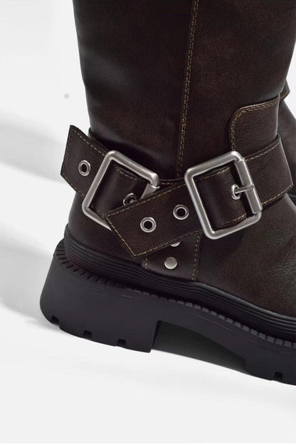 Rhea | Women’s Retro Buckled Knee-High Boots