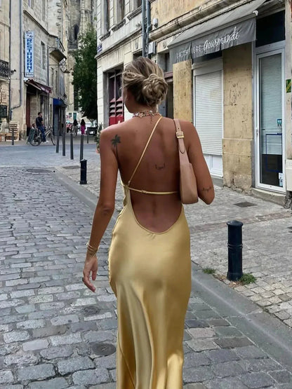 Amara | Satin Backless Maxi Dress