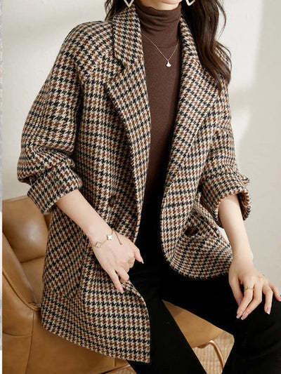 Ingrid | Vintage Houndstooth Wool Blend Blazer