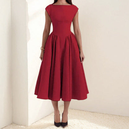 Clara | Structured Cap Sleeve Midi Dress
