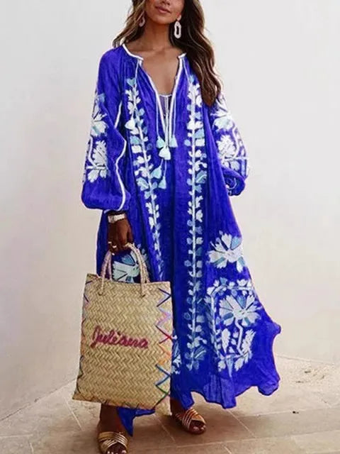 Xaviera | Women’s Embroidered Cotton Maxi Dress