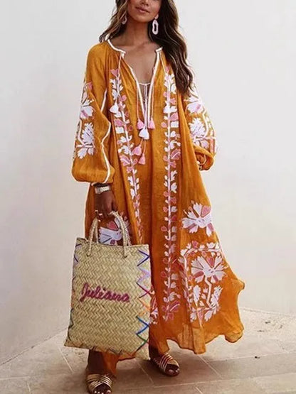 Xaviera | Women’s Embroidered Cotton Maxi Dress