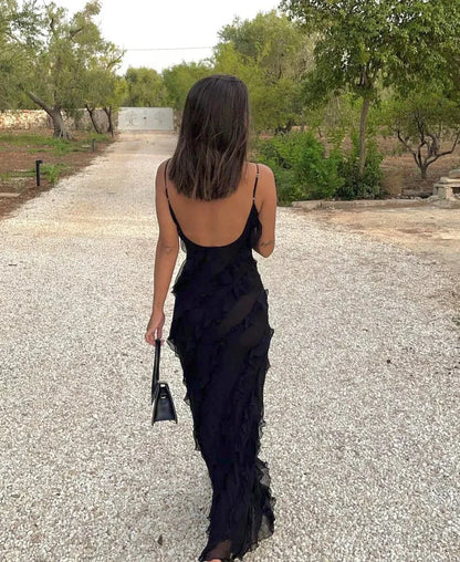 Nerina | Women’s Ruffled Chiffon Maxi Dress
