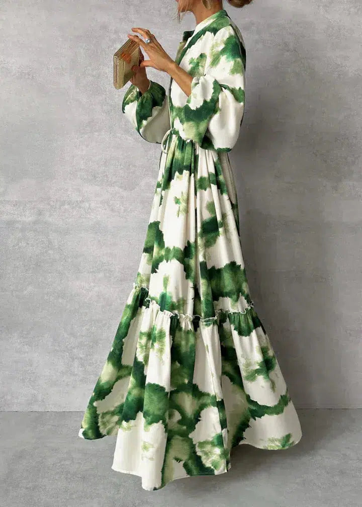 Alexa | Women’s Abstract Print V-Neck Maxi Dress