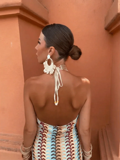 Marisela | Women’s Crochet Halterneck Maxi Dress