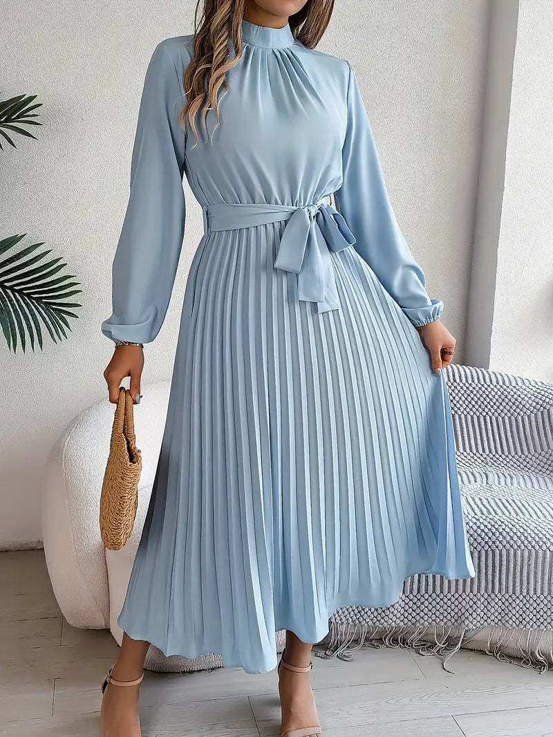 Presley | Women’s Pleated Belted Midi Dress
