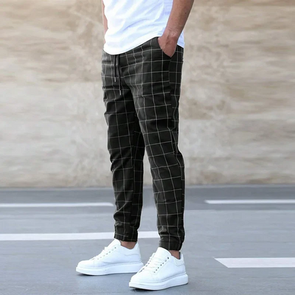 Caldren | Men’s Checkered Cotton-Blend Joggers