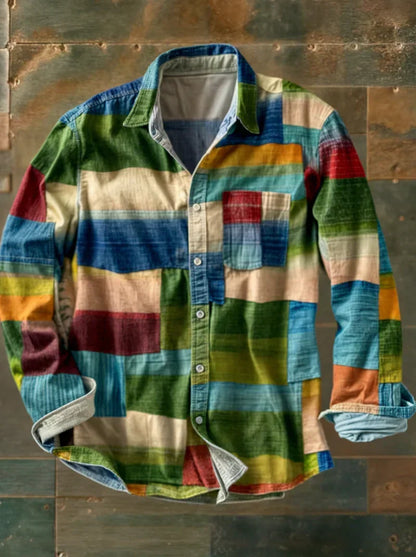 Richard | Men’s Long Sleeve Patchwork Shirt