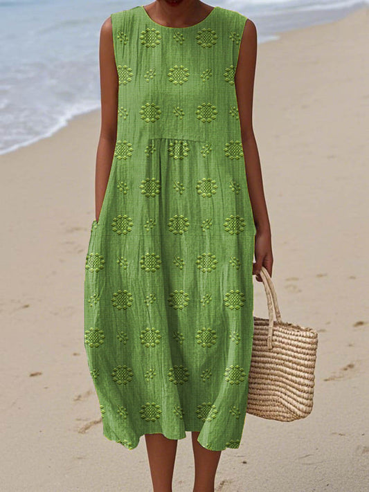 Lilith | Women’s Embroidered Sleeveless Midi Dress