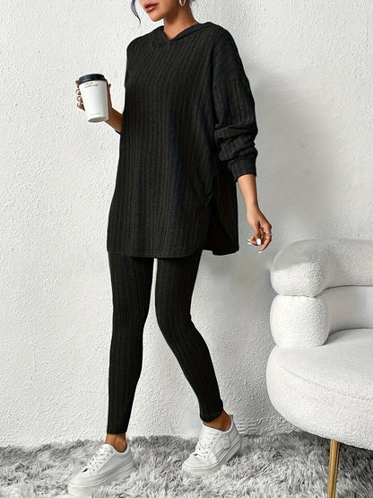 Xavine | Women’s Ribbed Knit Two-Piece Lounge Set