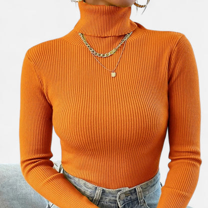 Jovetta | Women’s Ribbed Fold-Over Turtleneck Sweater