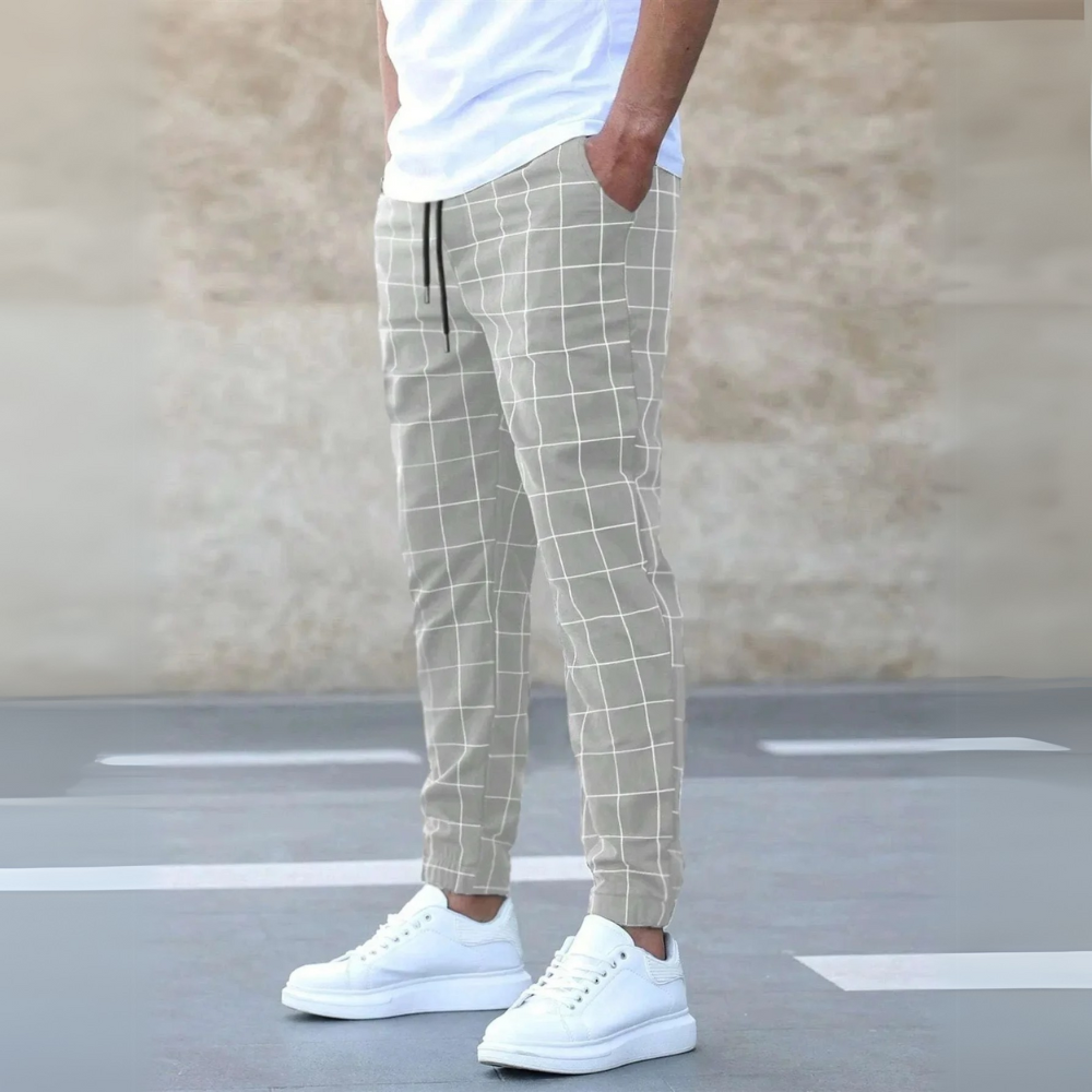 Caldren | Men’s Checkered Cotton-Blend Joggers