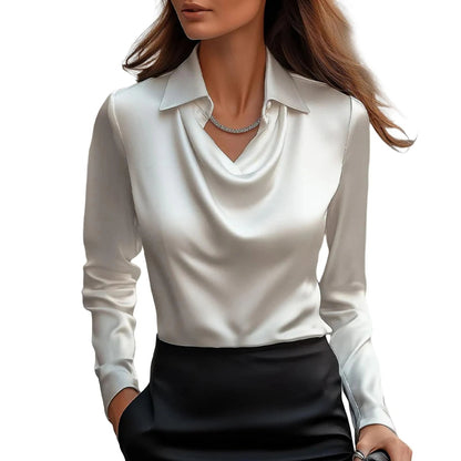Cynara | Women’s Silk-Cotton Cowl Neck Satin Top
